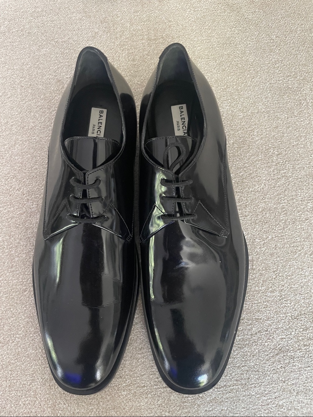 Balenciaga Black Patent Leather Derby Shoes
